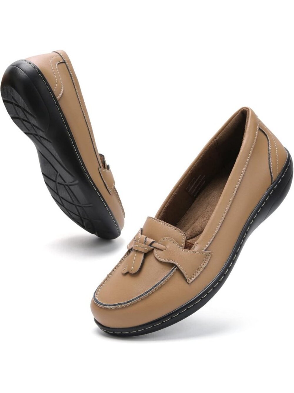 Comfortable Slip-On Loafers for Women | Stylish Leather Dress Shoes with Tassel